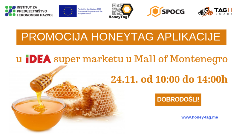 Pozivamo Vas na promociju HoneyTag aplikacije 24. novembra 2018. godine u IDEA SUPER marketu