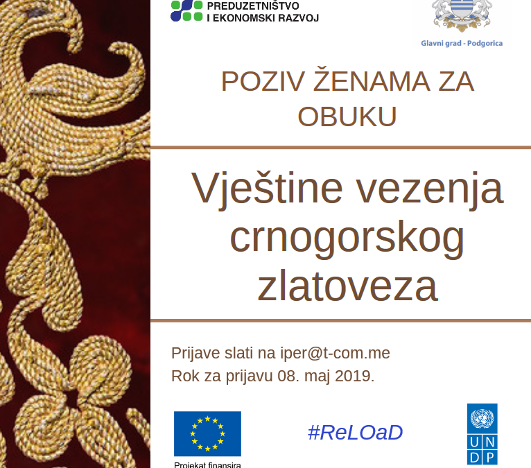 Poziv ženama da se prijave za obuku „Vještine vezenja crnogorskog zlatoveza“